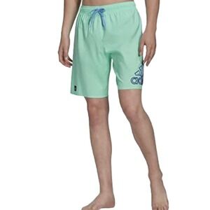 Adidas Swim Trunks Mens X-Large Floral Logo 9" Inseam Lined - Pulse Mint NWT